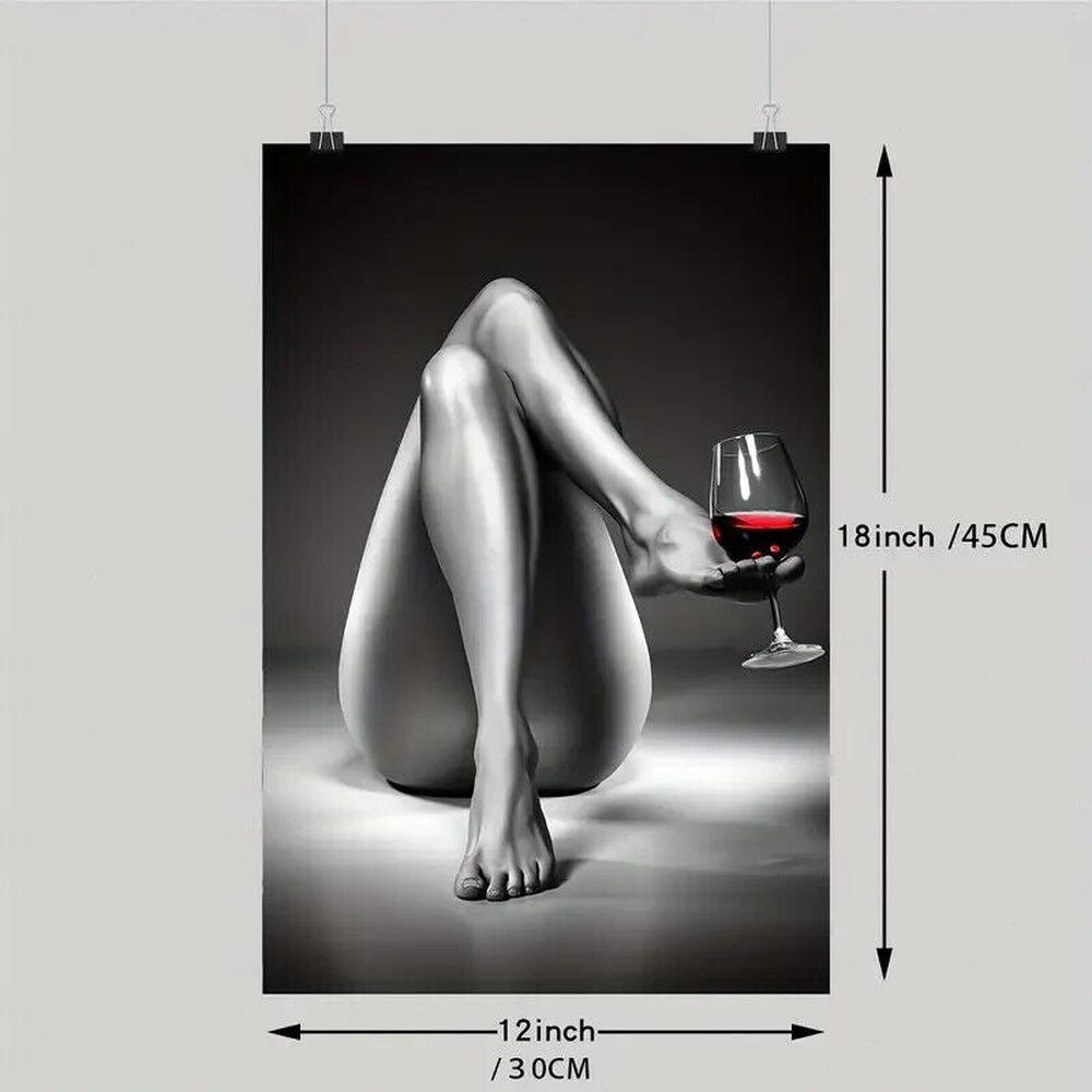 Modern Art Nude Woman Wine Glass Canvas Print 12" x 18" Stunning! NEW! Home & Garden:Home Décor:Posters & Prints Style Your Walls